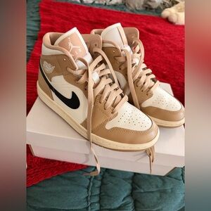 Jordan Women's High-Top Sneakers in Cream, Tan & Black